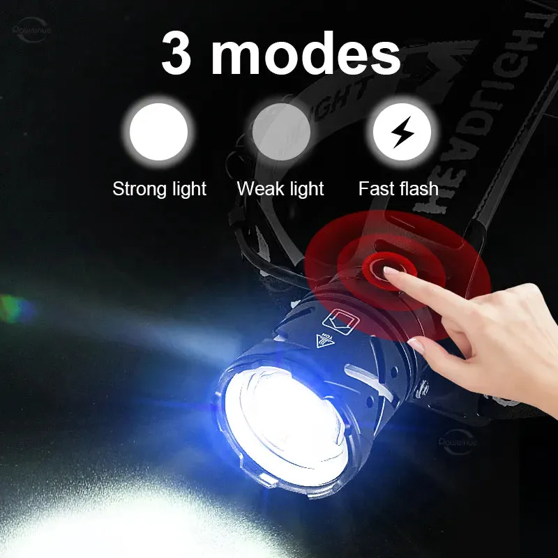 Most Powerful LED Headlamp White Laser Rechargeable Headlight 2000M Long Shot High Power Head Flashlight XHP90 Head Lamp Lantern